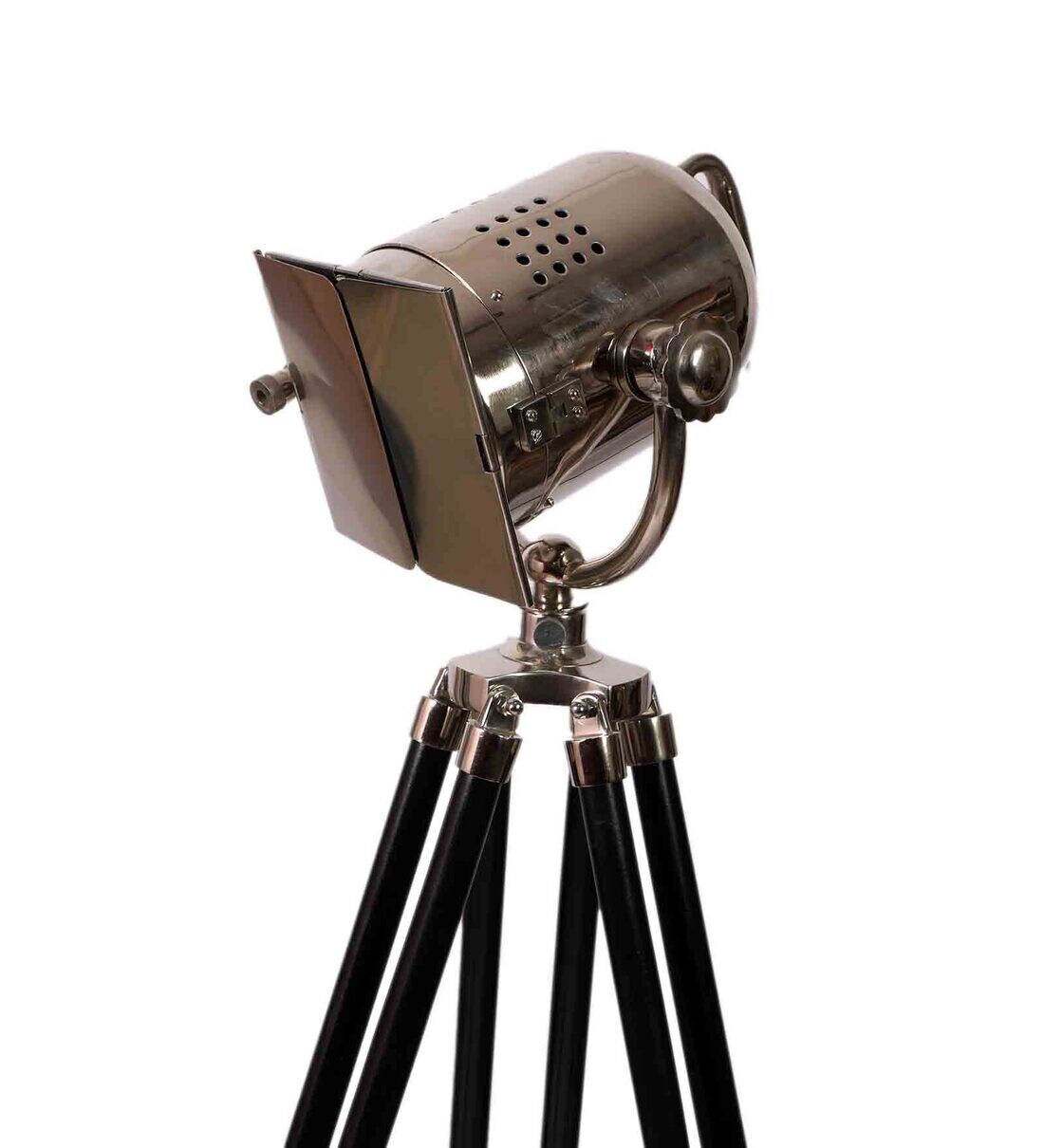 Buy Silver Metal Shade Tripod Floor Lamp with Black Base by Pristine Interiors Online Tripod