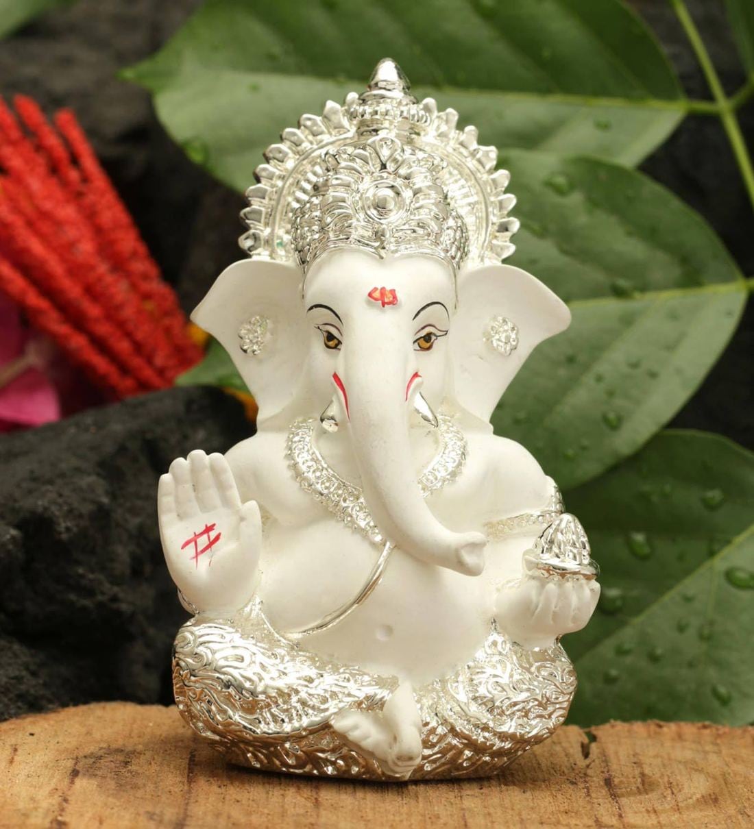 Buy Silver Plated Ganesha For Car Dashboard Idol by CraftVatika Online ...