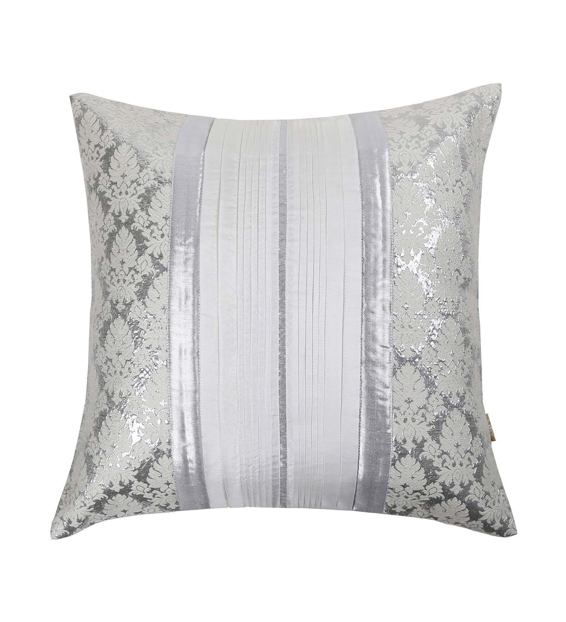 Buy Set of 2 Traditional Pattern Polyester Silver Cushion Covers 16 x 16 by ANS Online