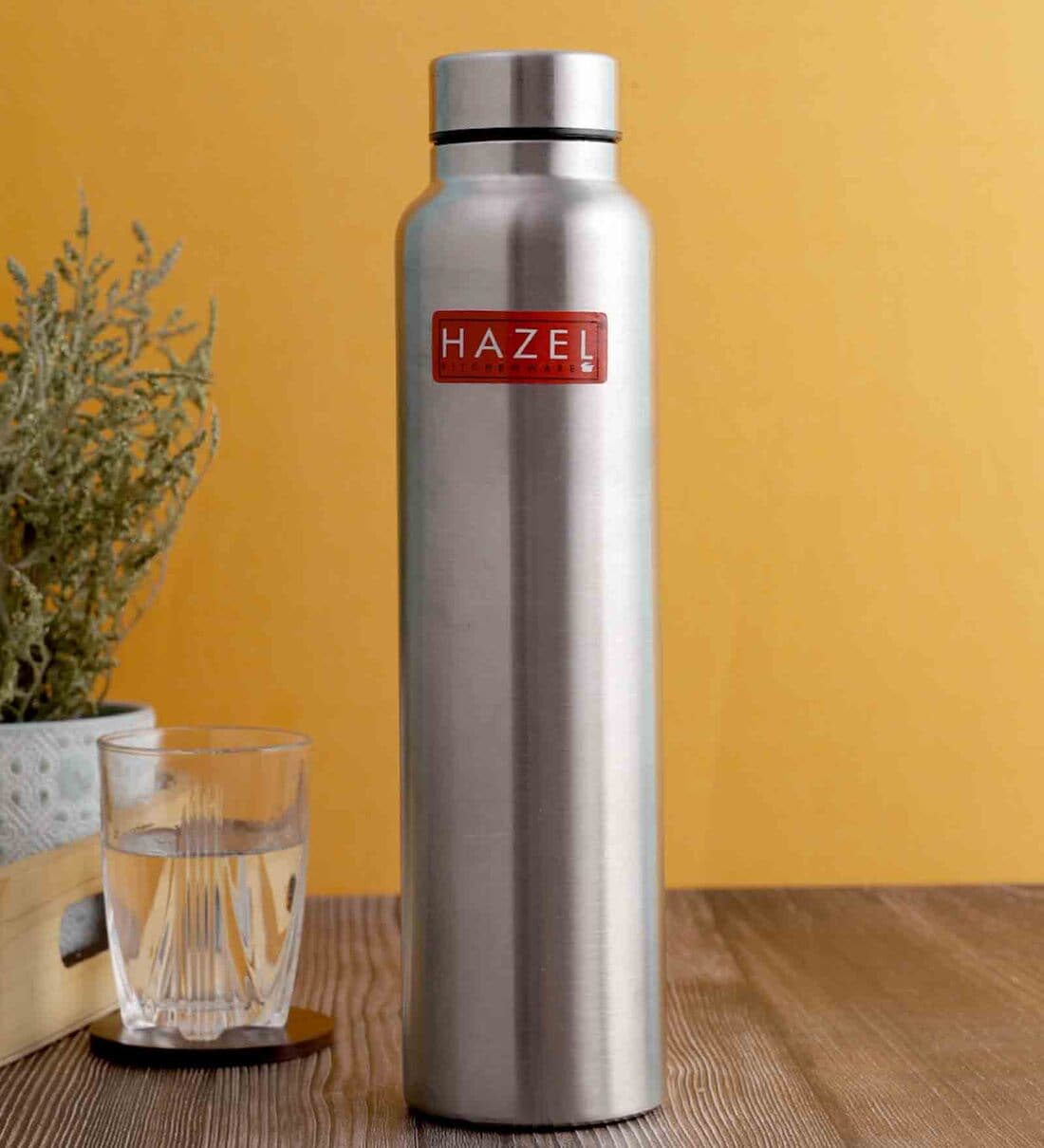 Silver 1 Ltr Silver Stainless Steel Bottle, By Hazel 