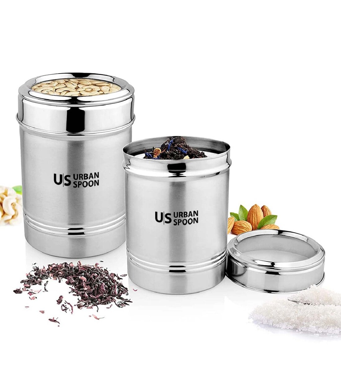 Buy Silver Stainless Steel (Set of 2) Storage Container at 55% OFF by ...