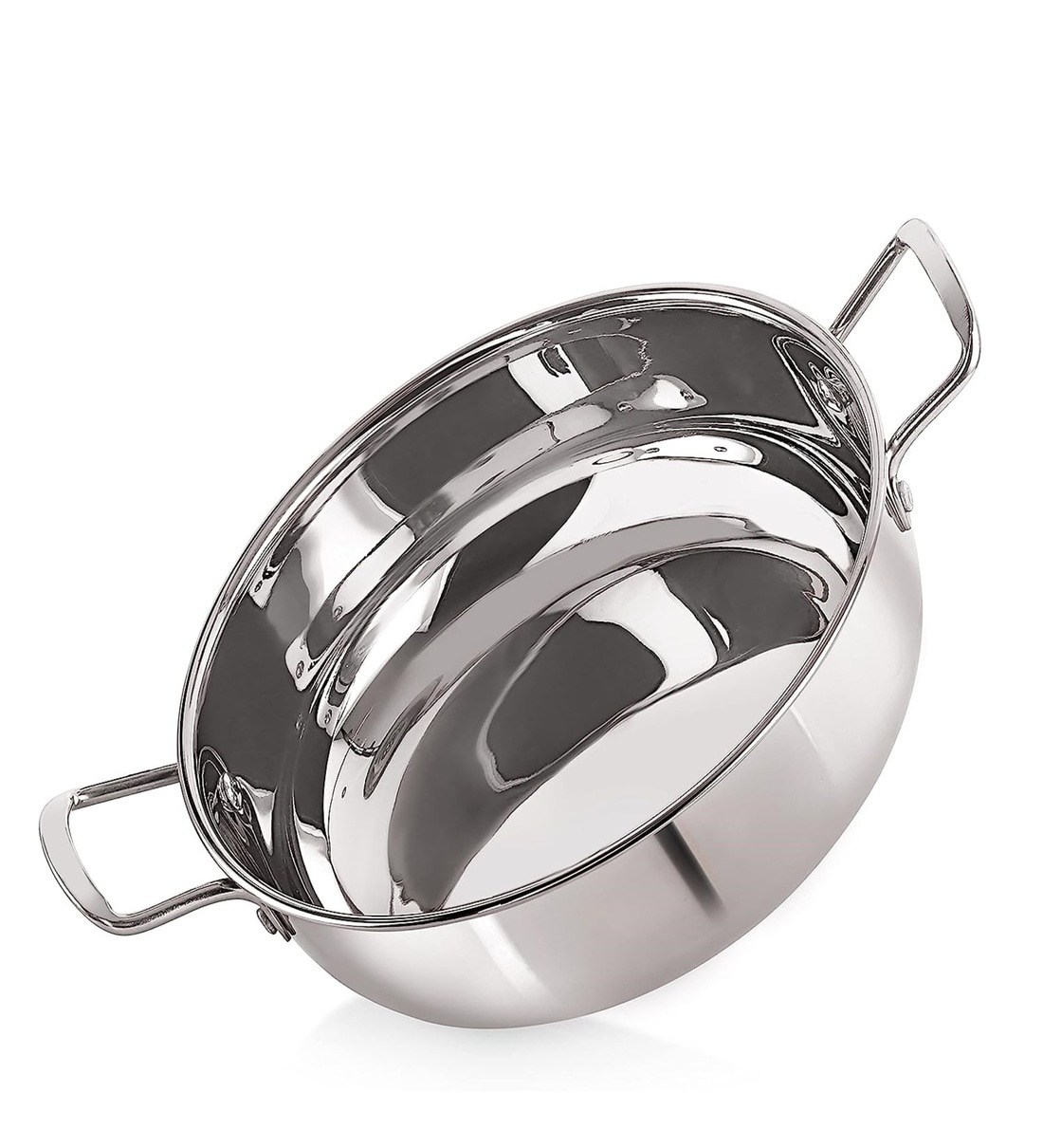 Silver Iron Kadai For Cooking Induction Base Medium Size: 1500ml