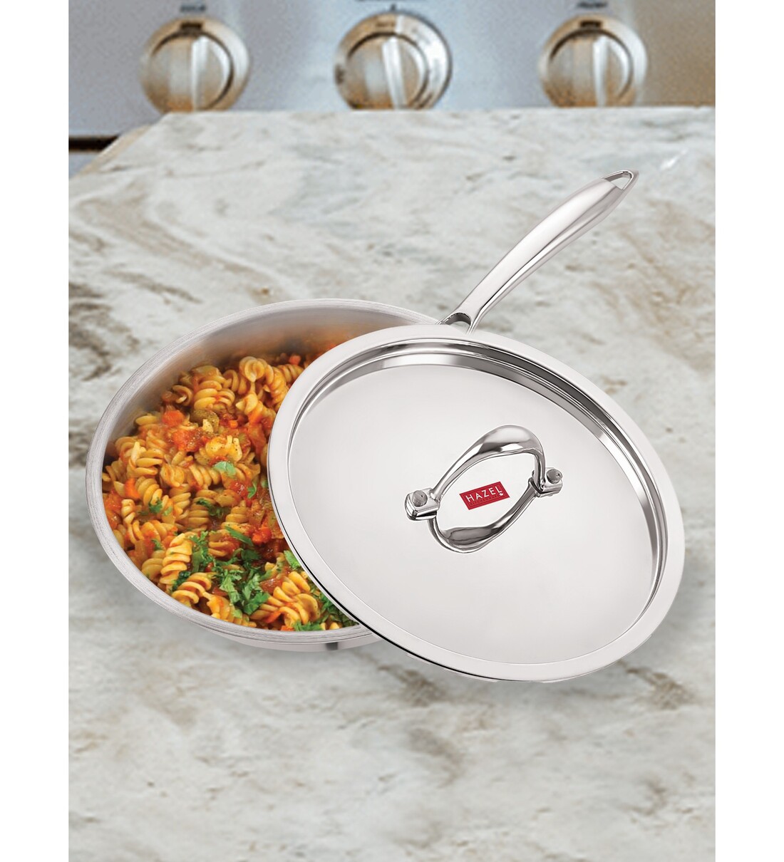 Dreamer 16.7 Inch Silver Stainless Steel Frying Pan with Lid