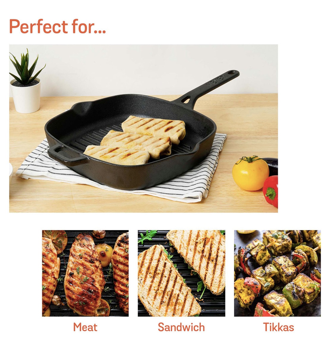 Buy Black Cast Iron Grill Pan 25 cm By Meyer Online Grill Pans