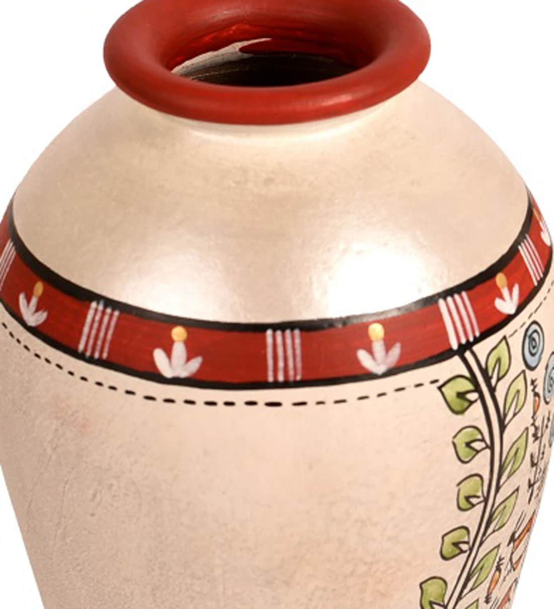 Buy Silver Table Terracotta Vases (Set Of 2) by Aakriti Art Creations