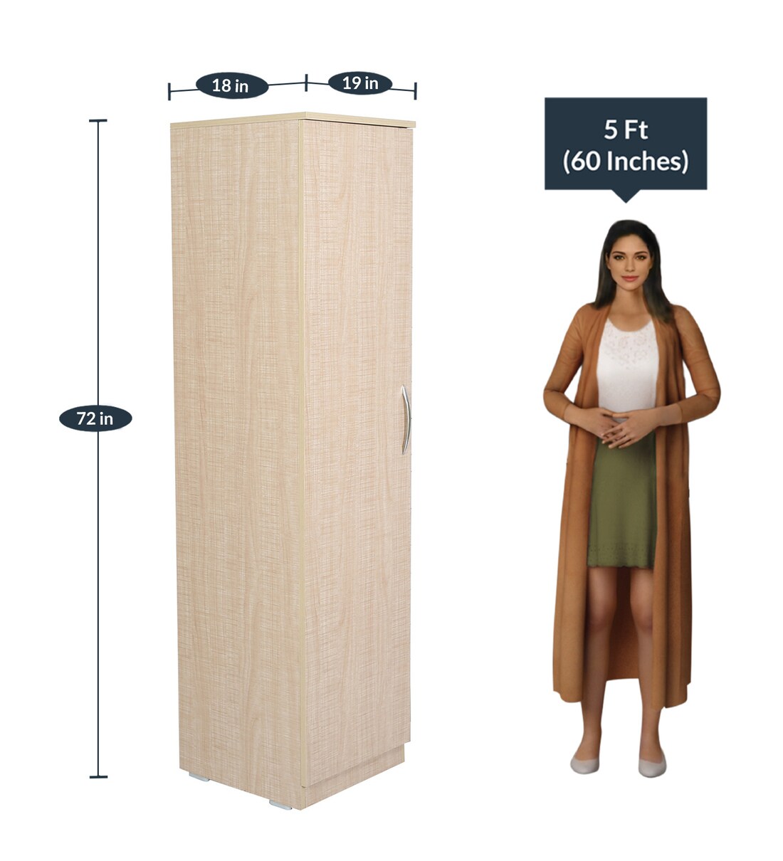 Buy 1 Door Wardrobe in Light Choco Finish by FullStock Online 1 Door