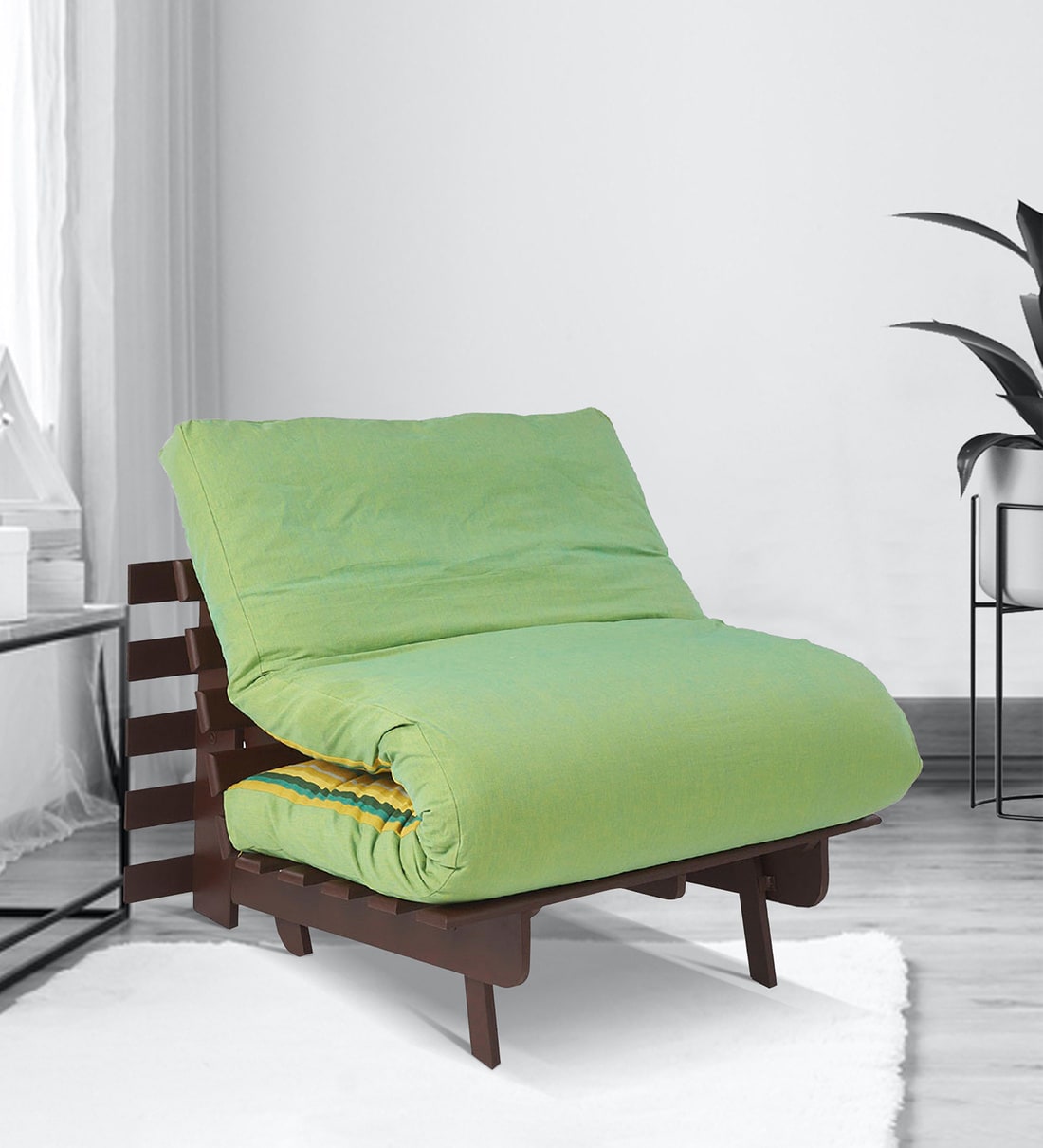 Buy Single Futon Sofa Cum Bed With Mattress In Fluorscent Green Colour By Arra Online Single Futons Futons Furniture Pepperfry Product