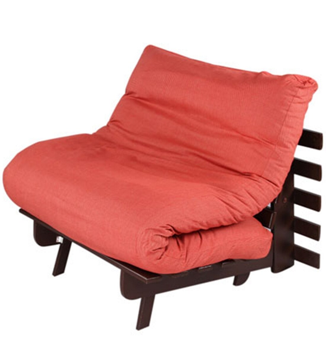 Buy Single Futon Sofa cum Bed with Mattress in Red Colour by ARRA