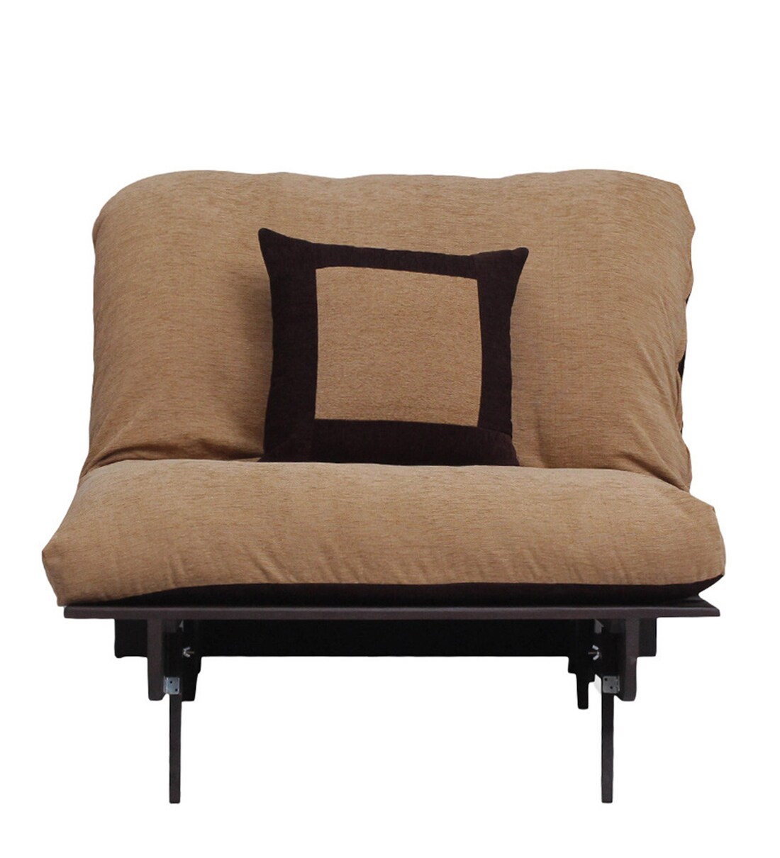 Buy Single Futon With Mattress & Pillow in Light & Dark Brown Colour by Auspicious Home Online