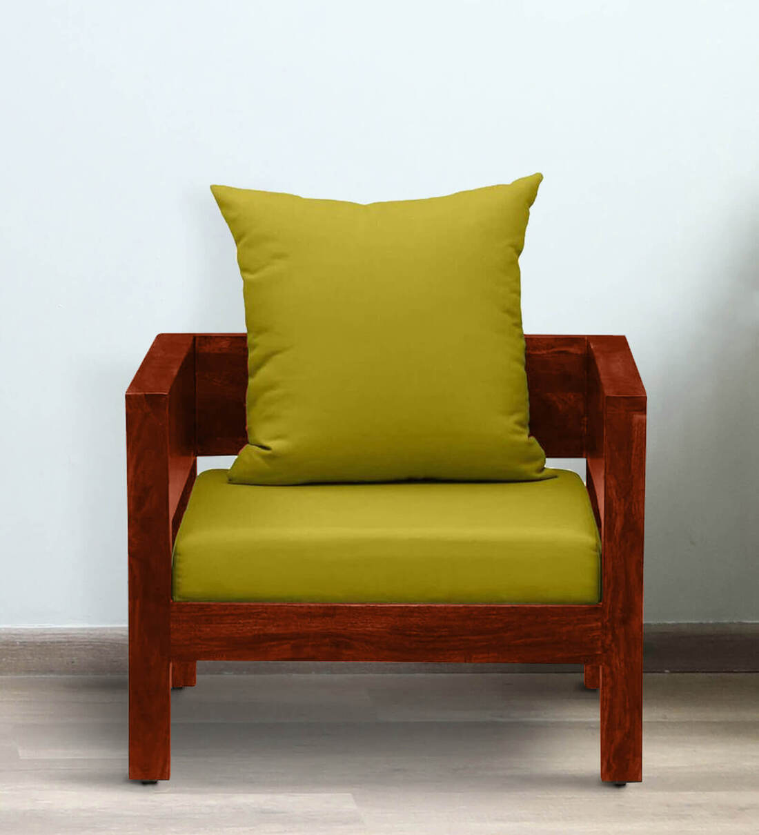 Buy Siramika Sheesham Wood 1 Seater Sofa In Honey Oak Finish at 16 OFF