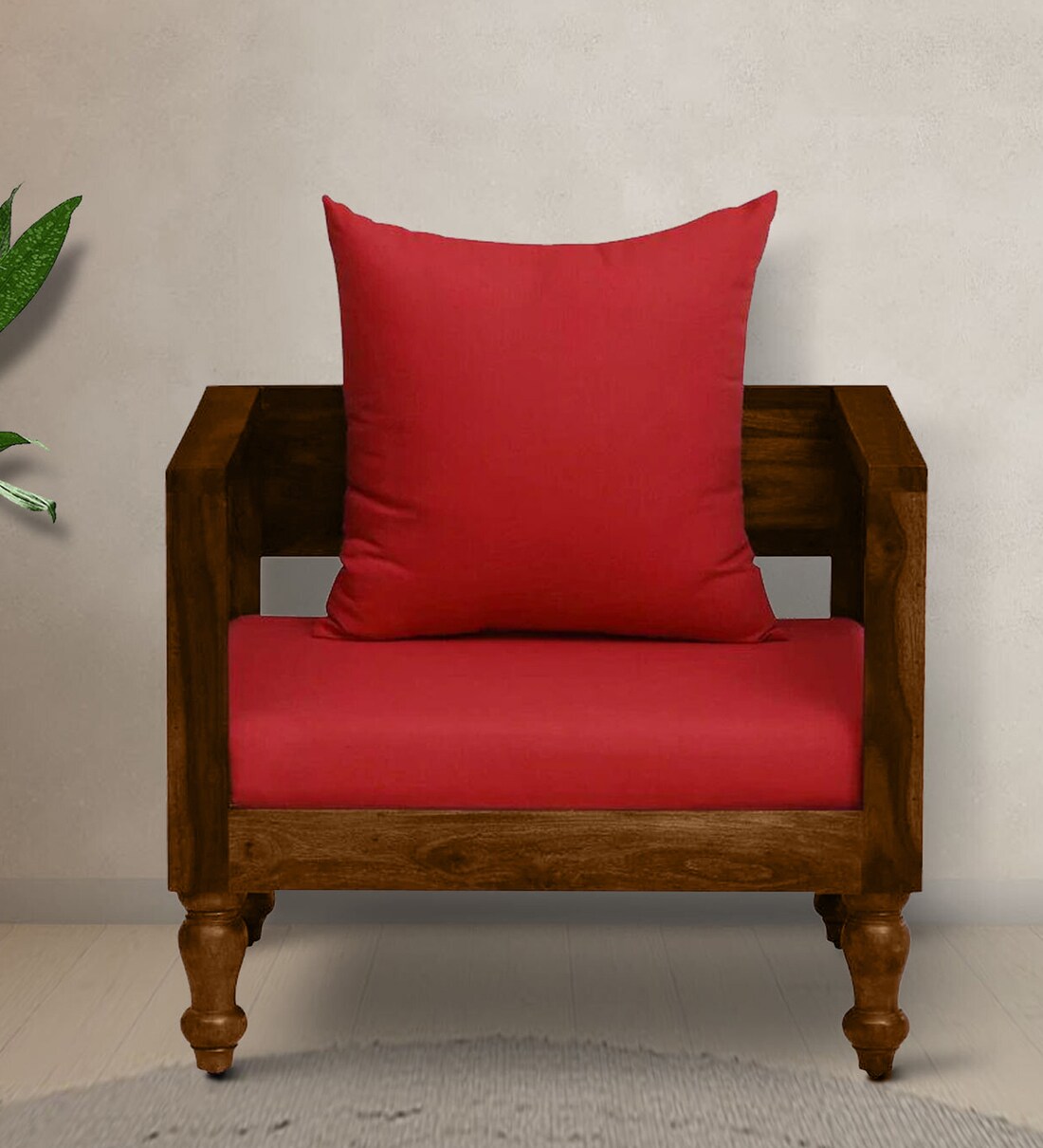 Buy Siramika Sheesham Wood 1 Seater Sofa In Provincial Teak Finish with