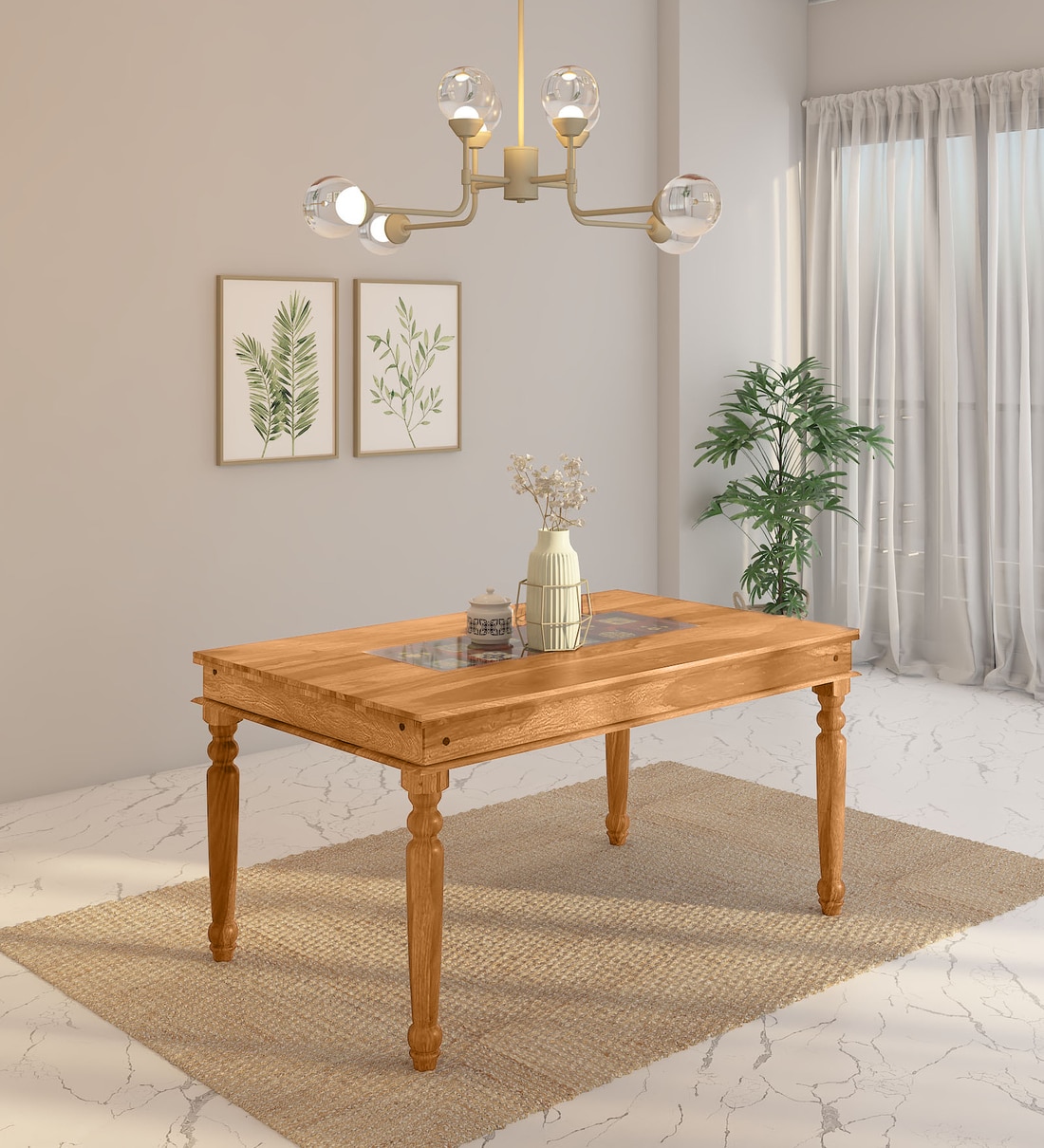 Buy Siramika Sheesham Wood Seater Dining Table In Rustic Teak Finish At Off By Mudramark