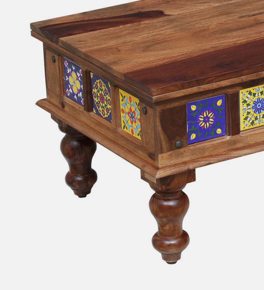 Buy Siramika Solid Wood Coffee Table In Rustic Teak Finish By Mudramark