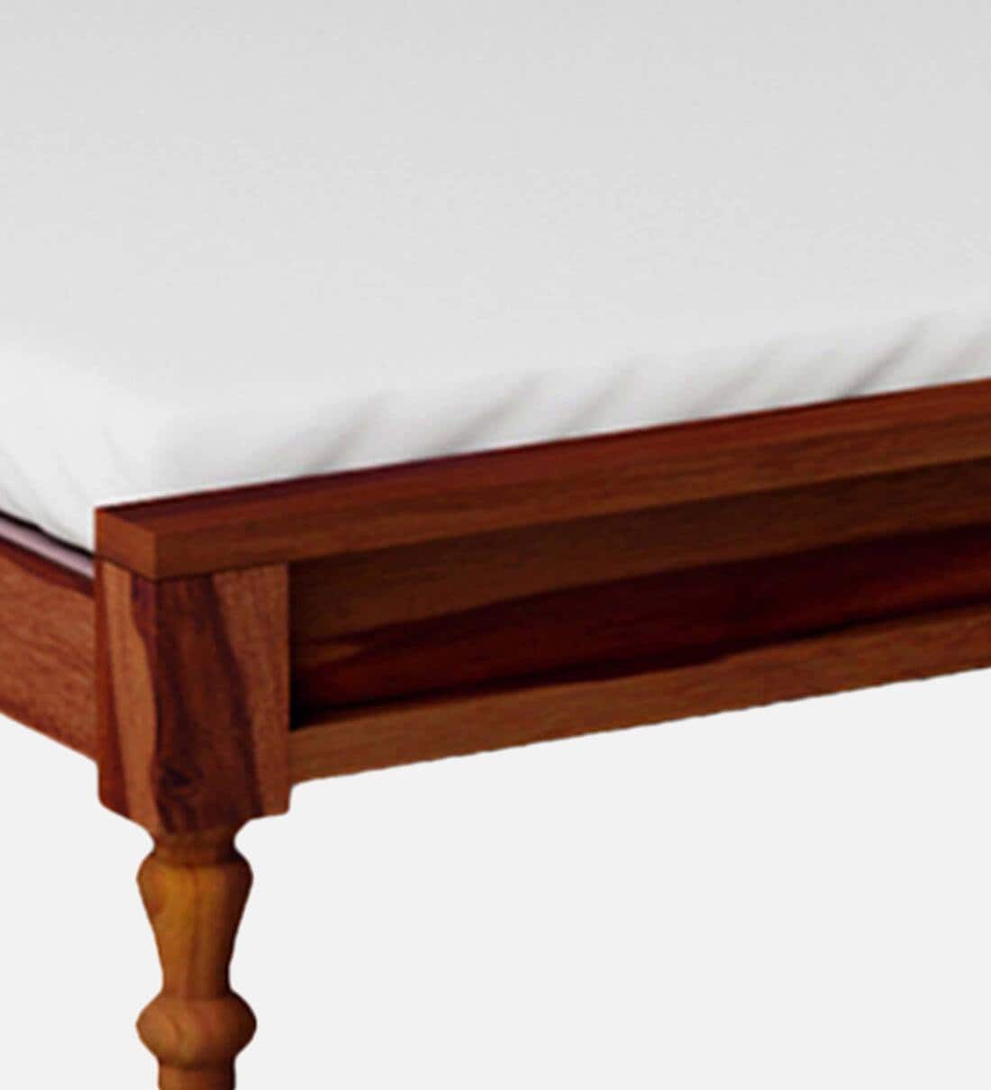 Buy Siramika Sheesham Wood King Size Bed In Honey Oak Finish By