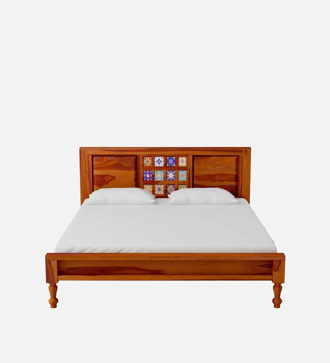 Buy Siramika Sheesham Wood Queen Size Bed In Honey Oak Finish By Mudramark Online Traditional
