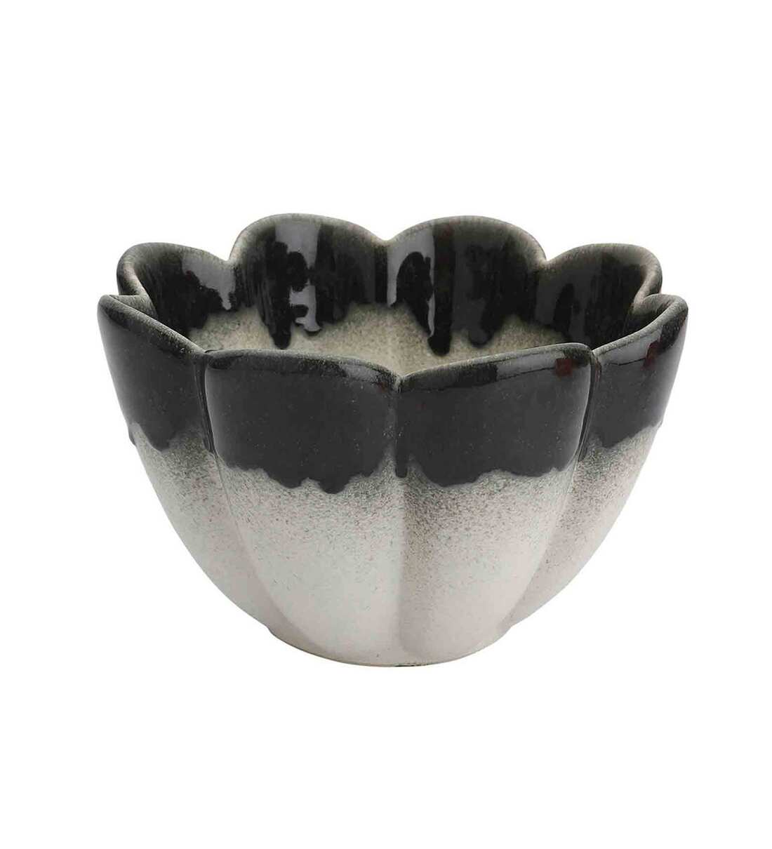 Buy Sirisha Studio 900ml Pottery Flower White & Black Ceramic Serving
