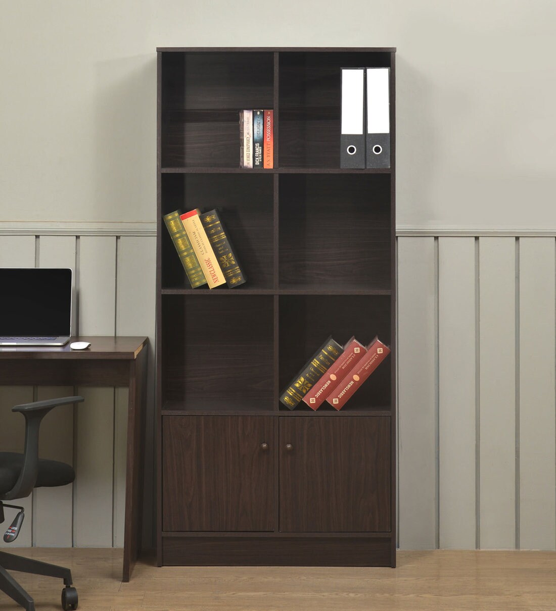 Buy Siro Book Shelf in Walnut Colour Online - Modern Book Shelves ...