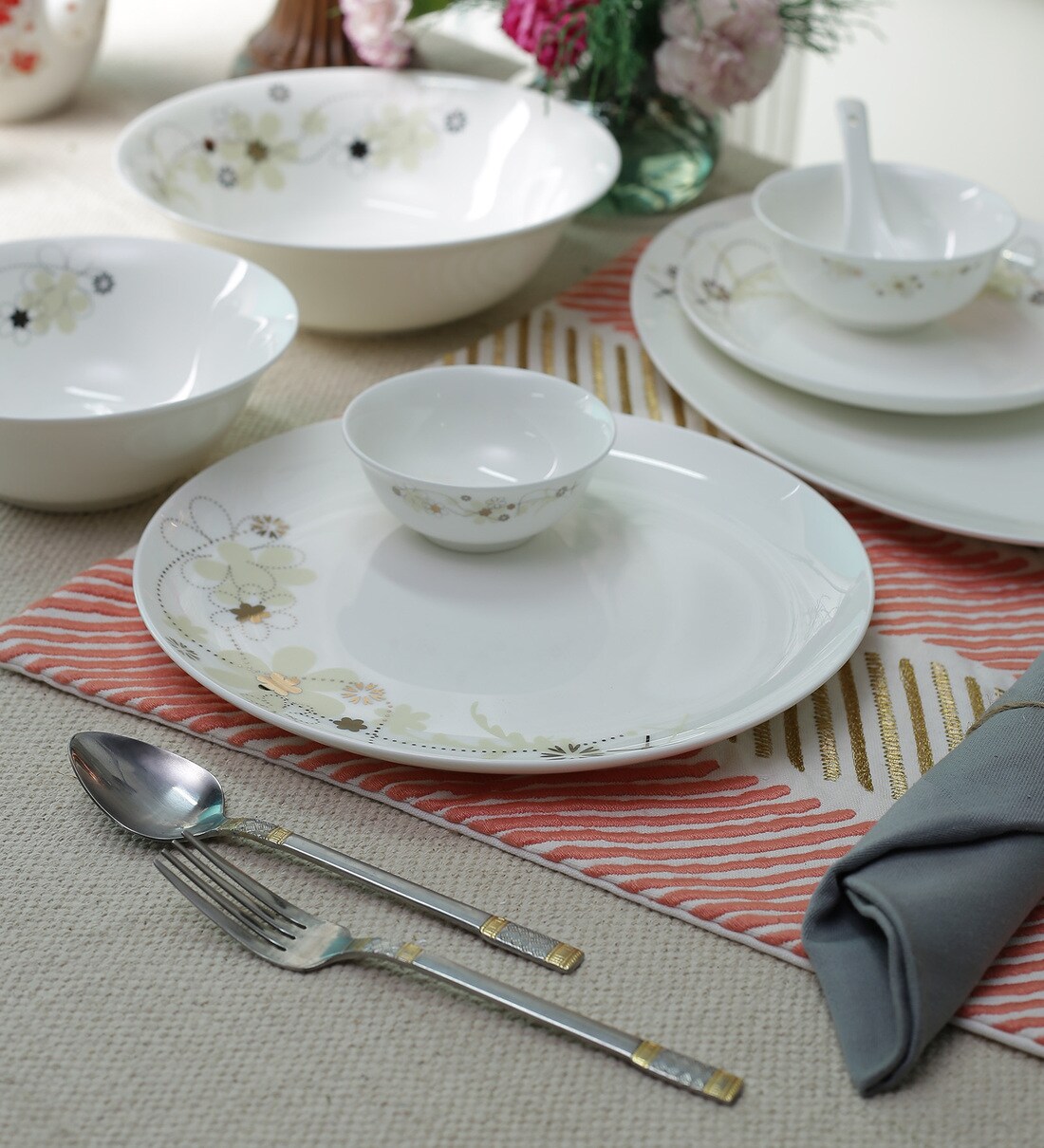 Buy Premium Bone China Dinner Set Set of 34 by Sivica Online Bone