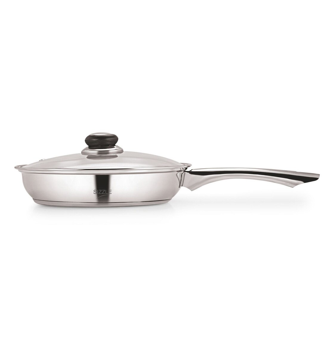 Buy Stainless Steel Induction Fry Pan with Glass Lid by Sizzle 2.5 Ltr