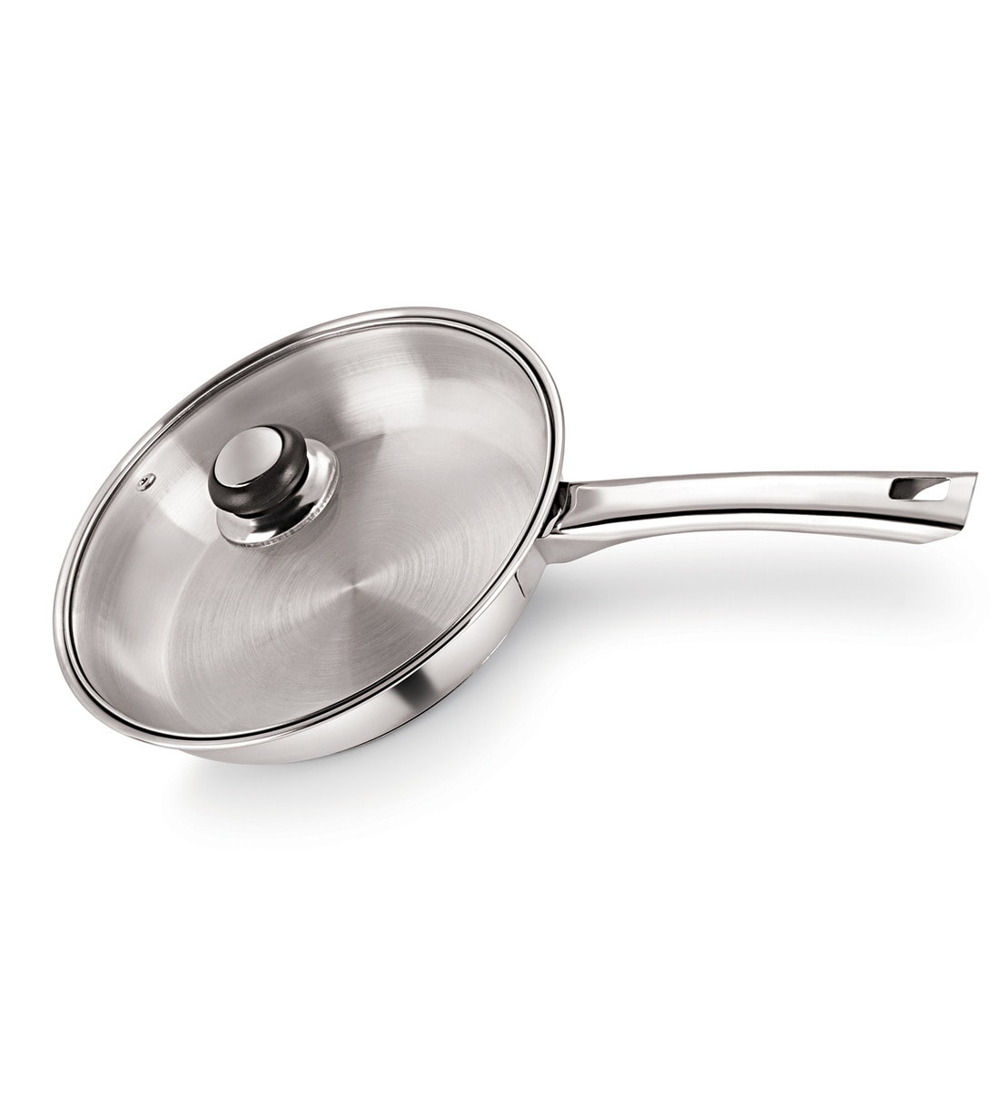 Buy Stainless Steel Induction Fry Pan with Glass Lid by Sizzle 2.5 Ltr