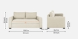 Sigma Fabric 2 Seater Sofa In Ivory Cream Colour