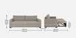 Sigma Fabric 3 Seater Convertible Sofa Cum Bed In Lit Grey Colour