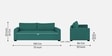 Sigma Fabric 3 Seater Sofa In Sea Green Colour
