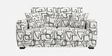  Orion Abstract Linear 2 Seater Upholstered Sofa In White And Black Colour