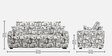  Orion Abstract Linear 3 Seater Upholstered Sofa In White And  Black Colour