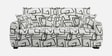  Orion Abstract Linear 3 Seater Upholstered Sofa In White And  Black Colour