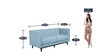 Fermin Fabric 3 Seater Sofa In Ice Blue Colour