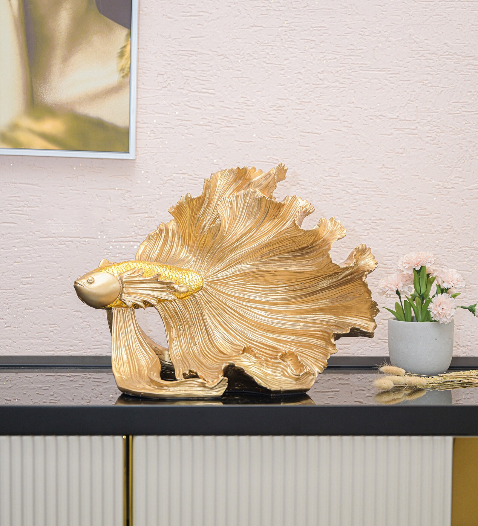 Siamese Lucky Fish Gold Resin Figurine