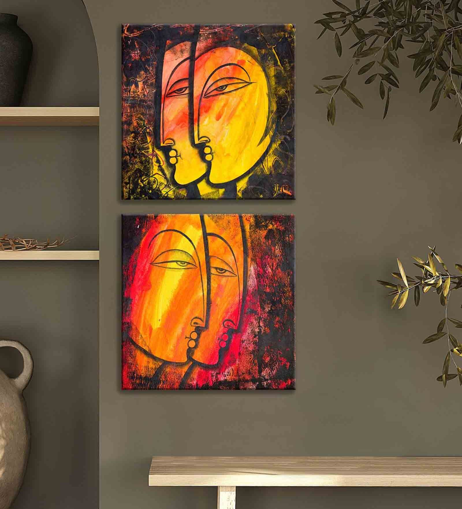 Buy Side Face Multicolour Synthetic Wood Framed Canvas Art Prints at 29