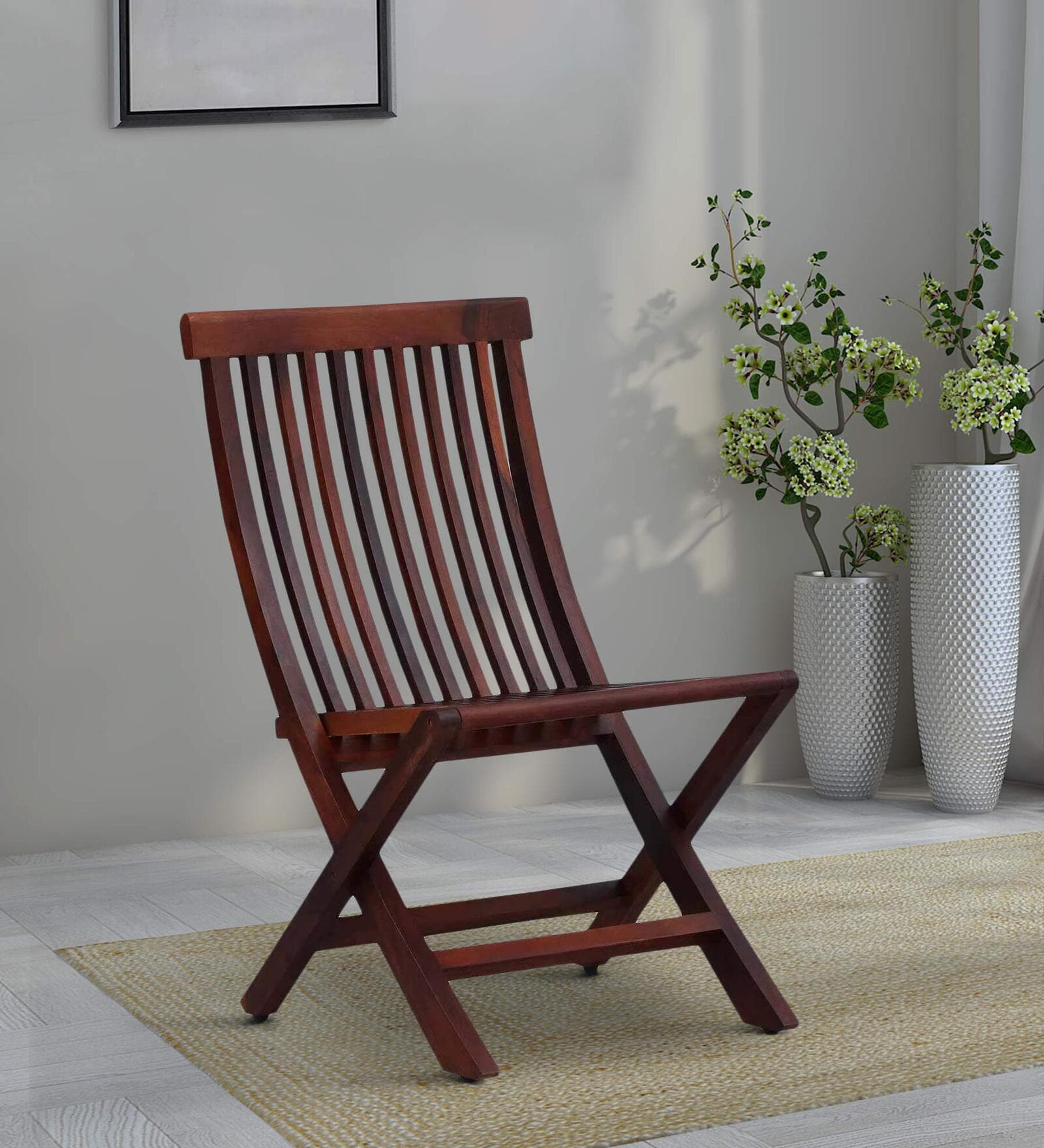 Siegen Sheesham Wood Folding Chair in Honey Oak Finish (Set of 2)
