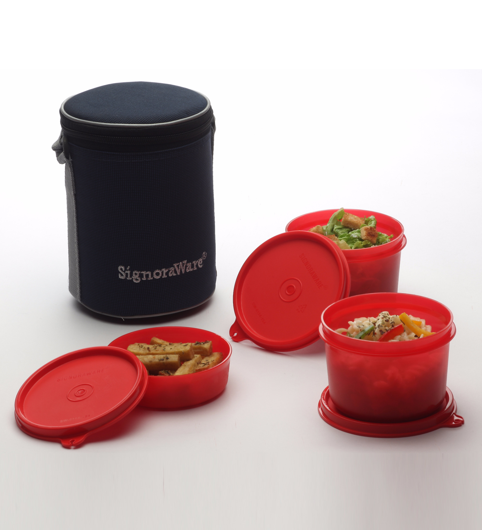 Signoraware Red Plastic Executive Lunch Box with Bag