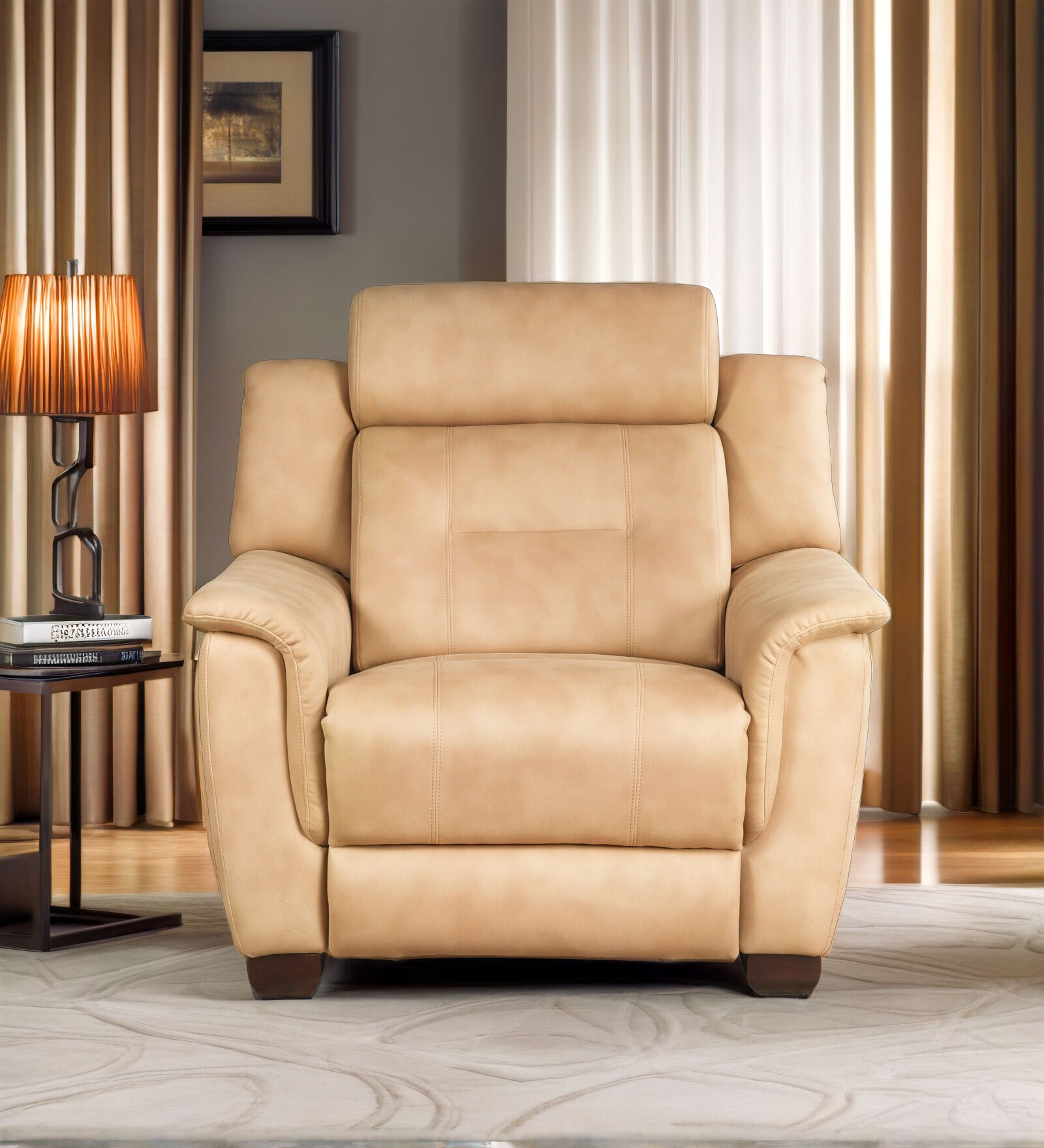 Signoria Fabric 1 Seater Motorized Recliner in Beige Colour with USB Port Signoria Fabric 1 Seater Motorized Recliner in Beige Colour with USB Port
