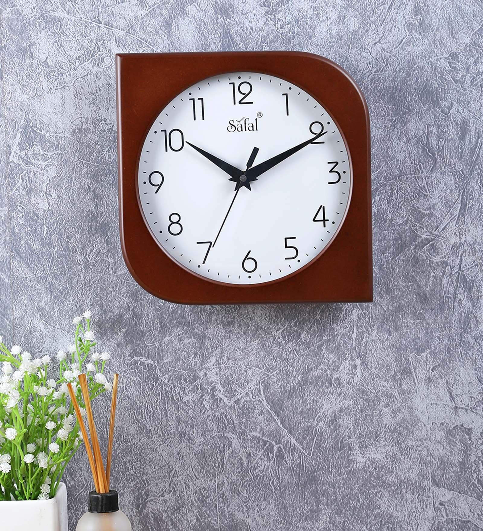 Buy Designer Silent Sweep Mechanism Engineered Wood Wall Clock at 4