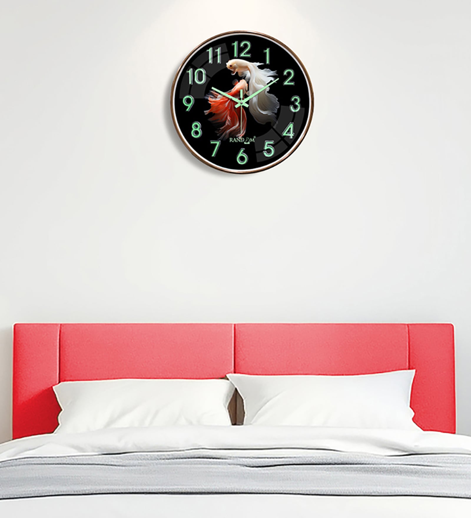 Black Koi Fish Wall Clock With Copper Ring (13 Inch)