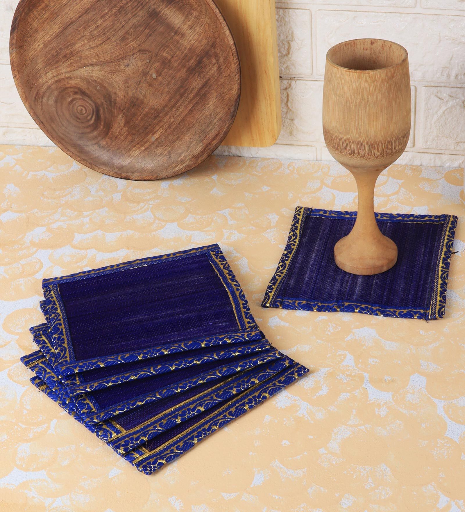 Dark Blue Bamboo (6 x 6 Inches) Square (Set of 6) Coasters