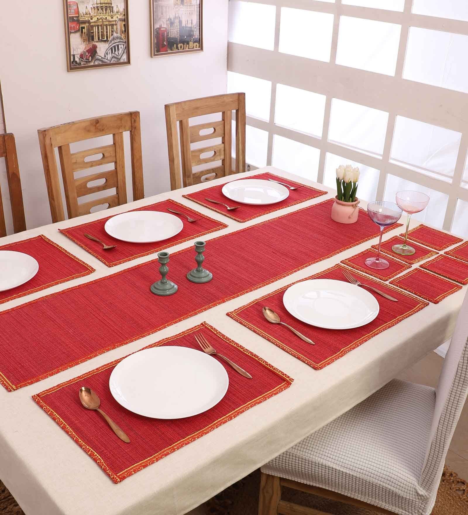 Red Bamboo Solid13 PcsTable Linen Set Red Bamboo Solid13 PcsTable Linen Set