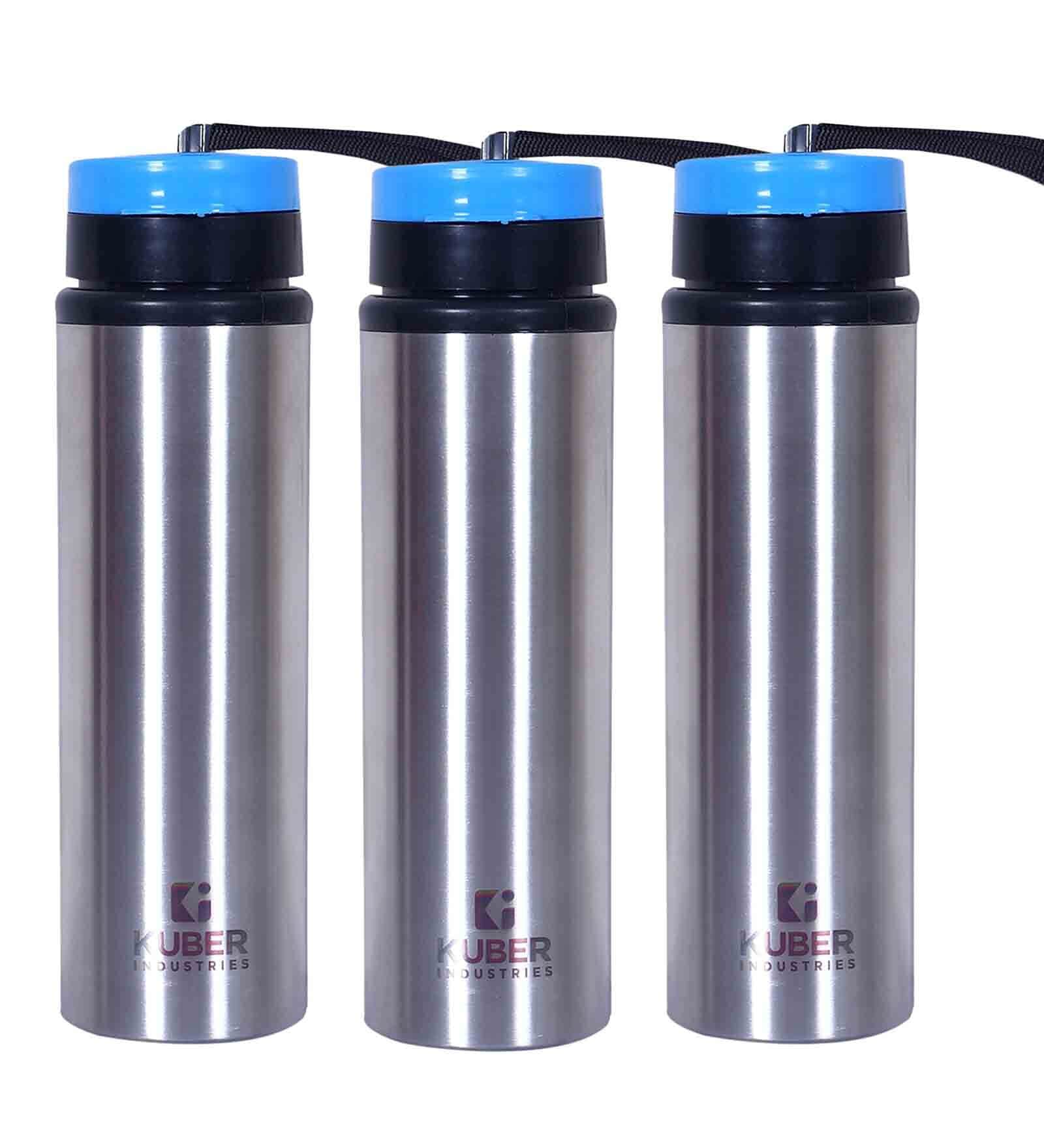Silver 750 Ml Refrigerator Stainless Steel (Set Of 3 ) Water Bottle