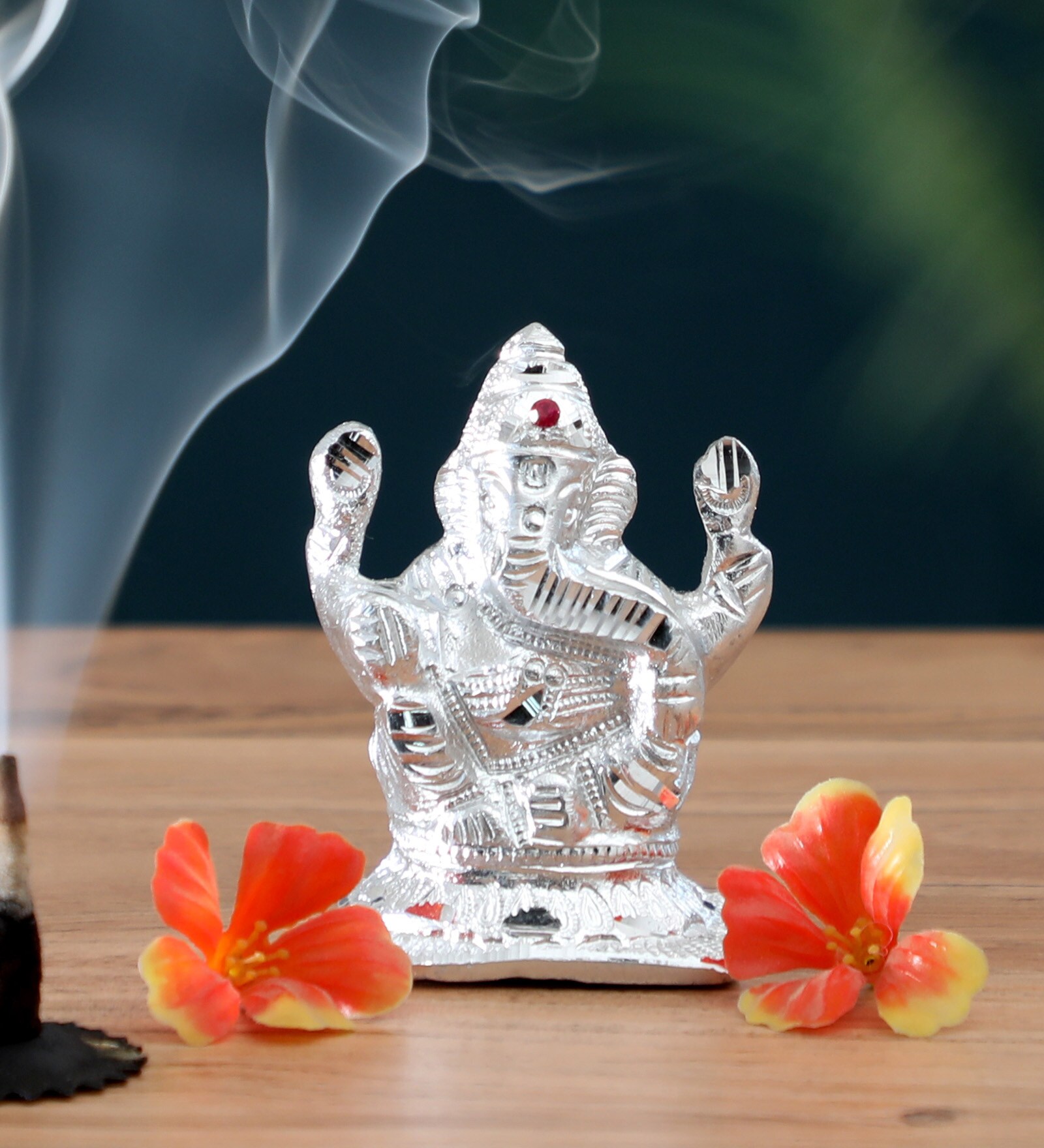 Silver Plated Aluminium Ganesha Idol