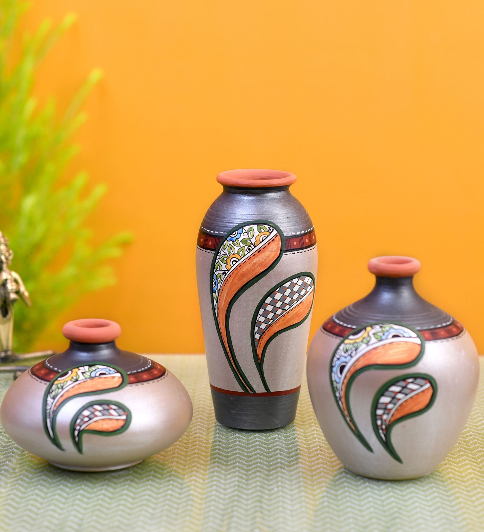 Silver Bloom (Set Of 3) Silver Terracotta Floor Vase