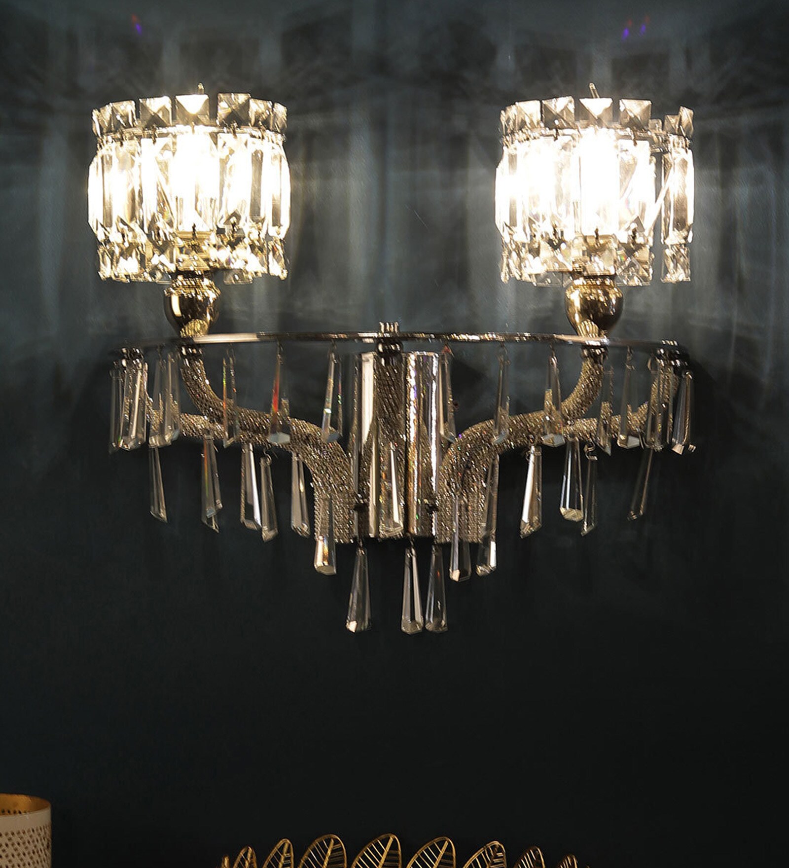 Silver Crystal Wall Sconces