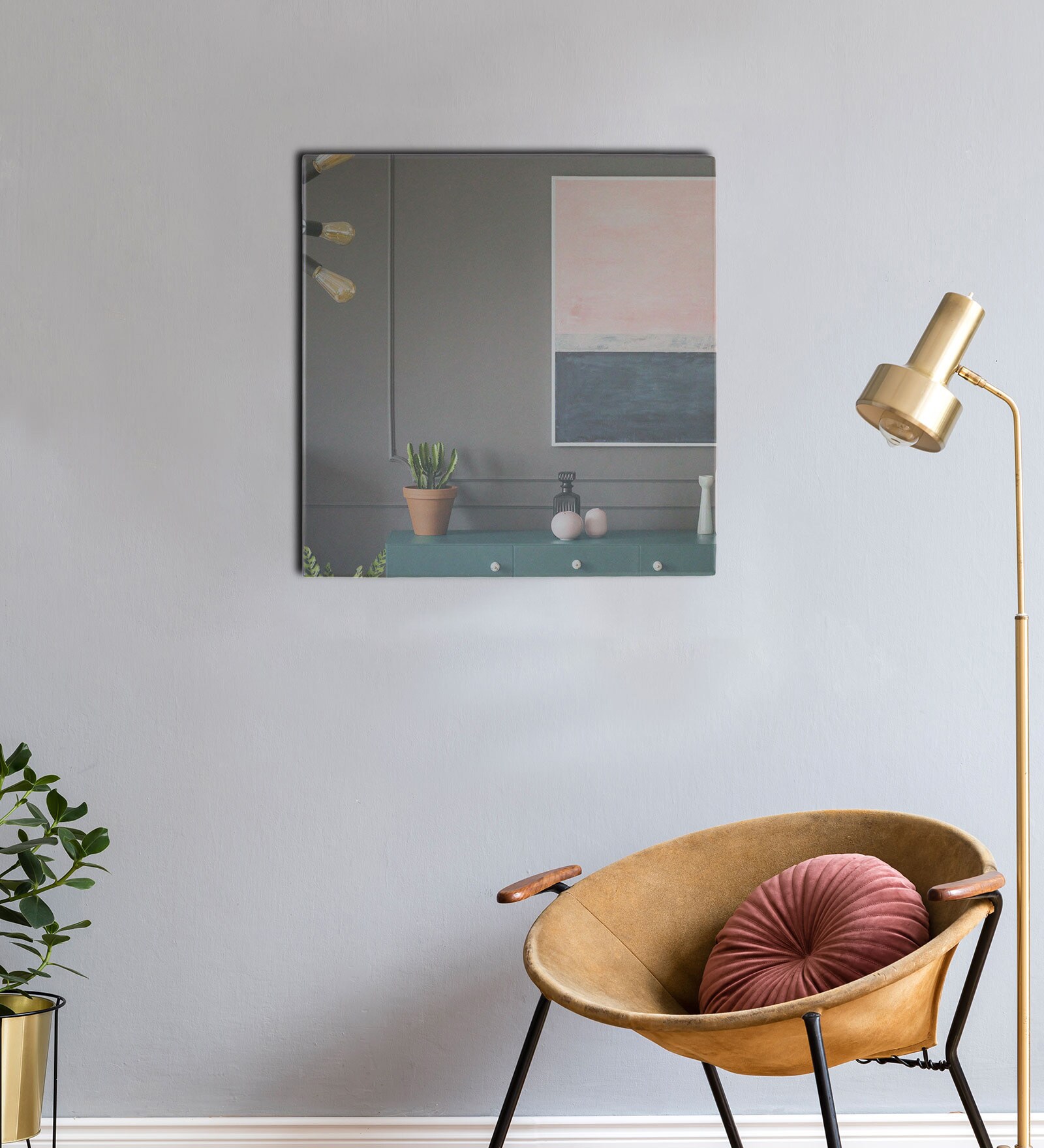 Buy Glass Square Wall Mirror in Silver colour at 44 OFF by