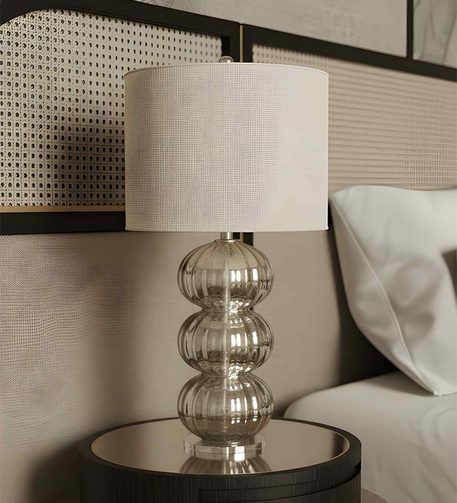 Silver Glass Orion Silver Glow glass Lamp