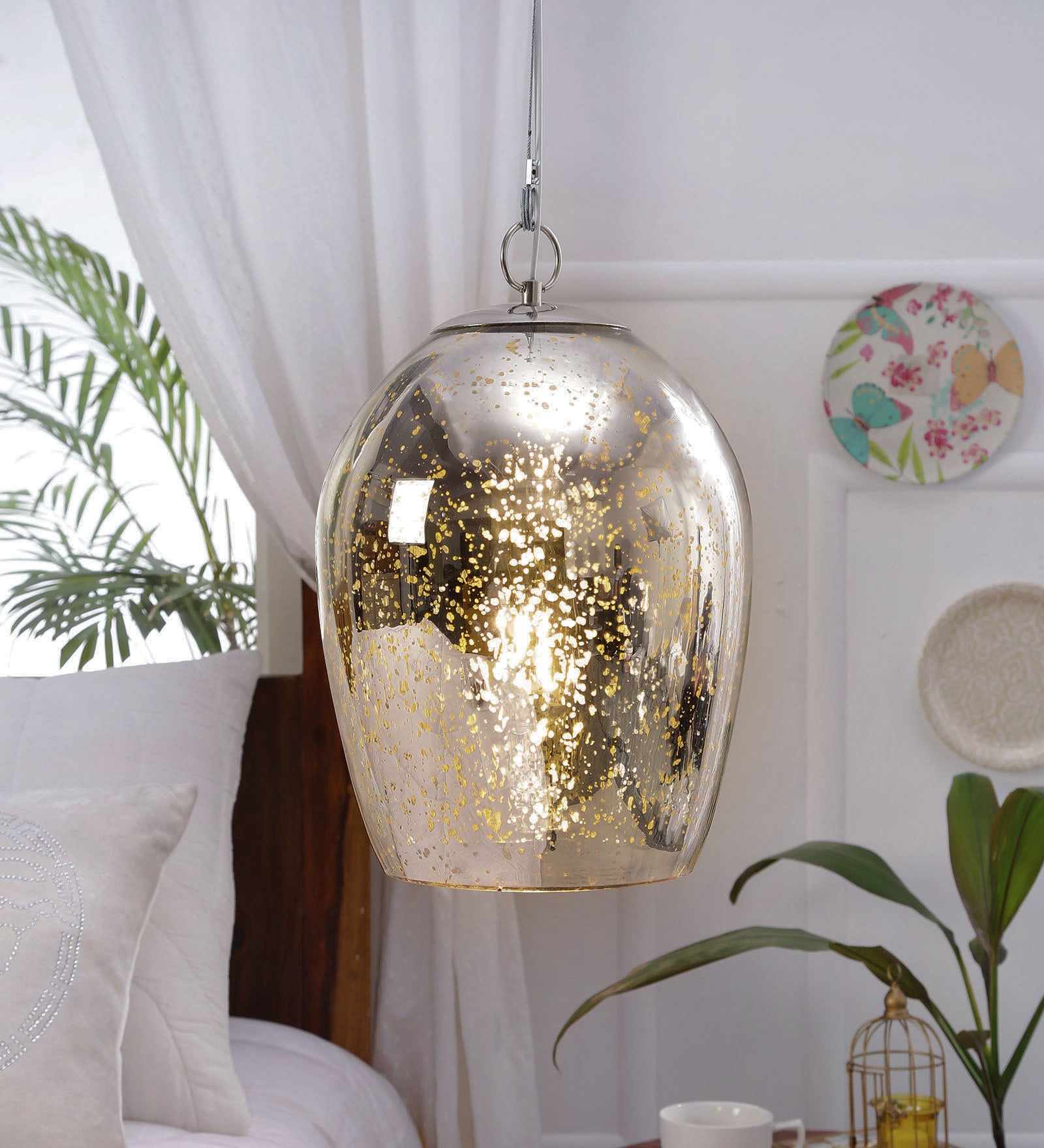 Deigo Silver Glass Hanging Light