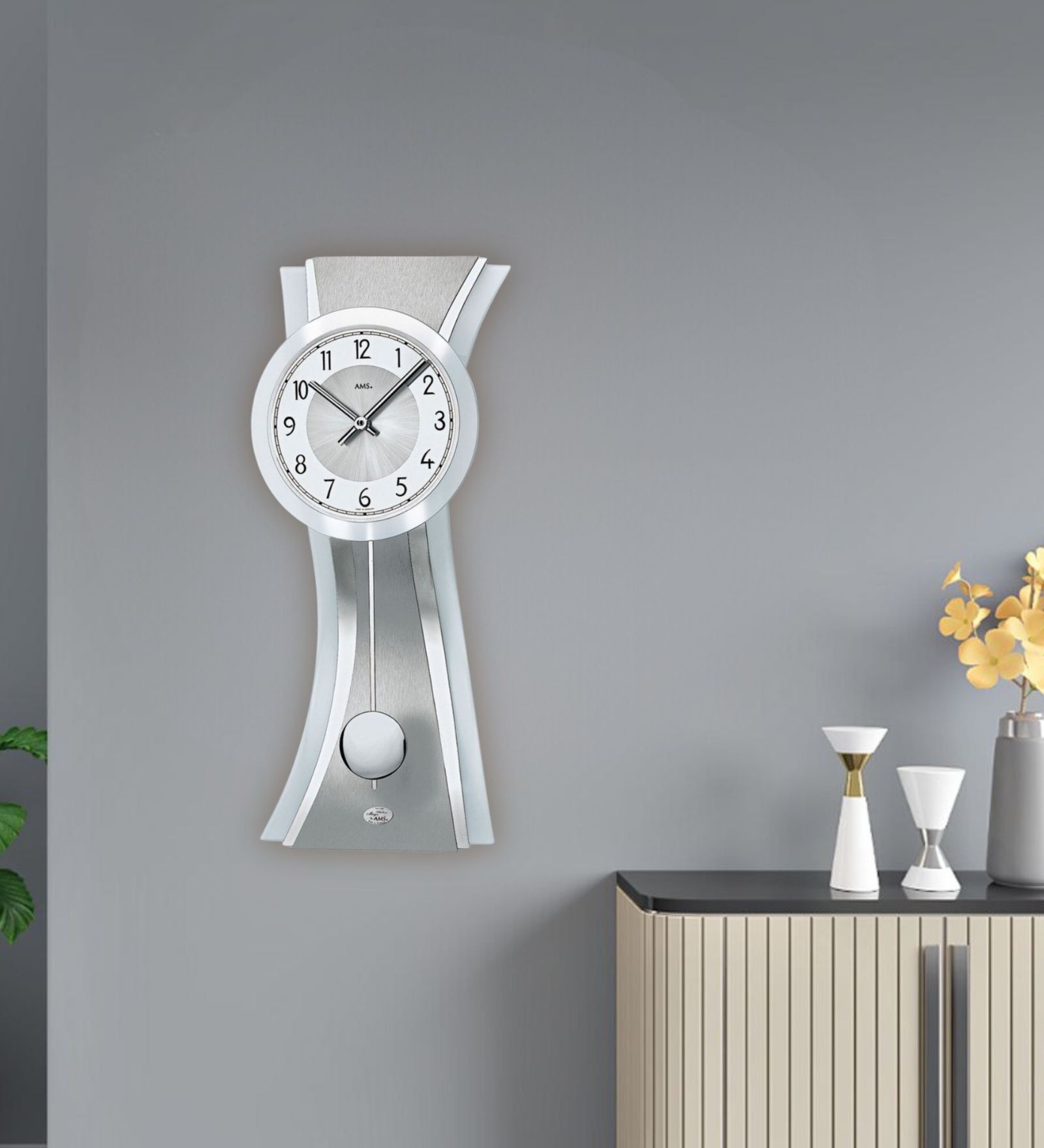 Silver Glass Novelty Wall Clock