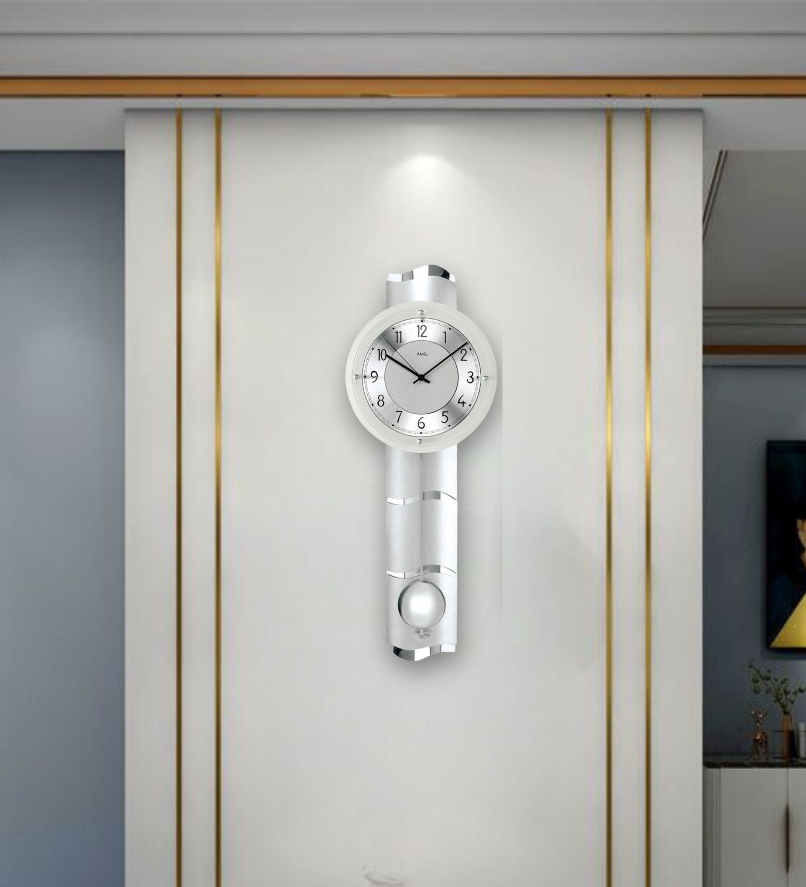 Silver Glass Wall Clock