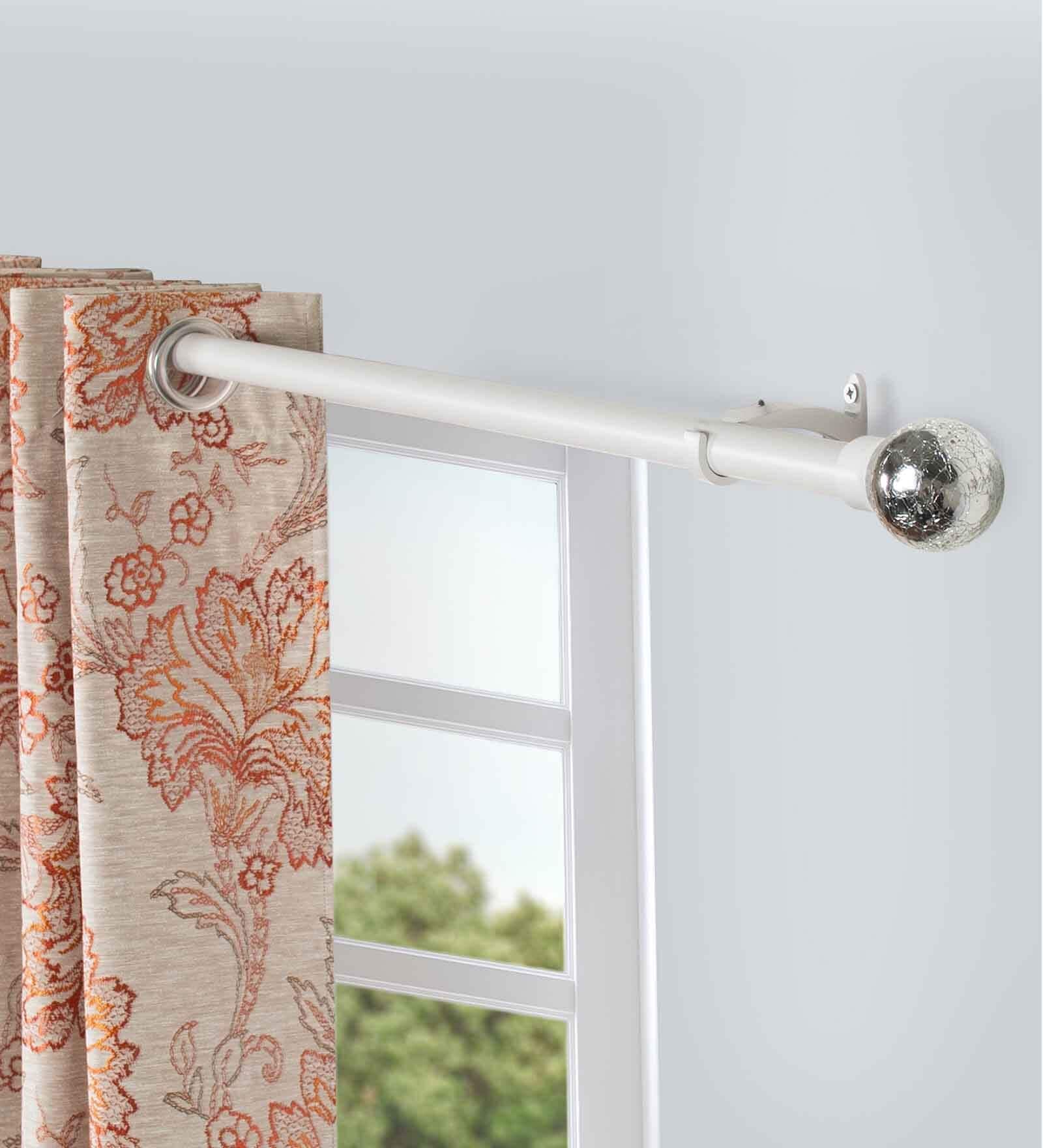Silver Iron Solid (144 Inches) Curtain Rod with Accessories